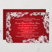 White Lace und Ruby Wedding Einladung (Vorne/Hinten)