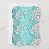 White Lace und Satin Ribbon Aqua Wedding Einladung (Rückseite)