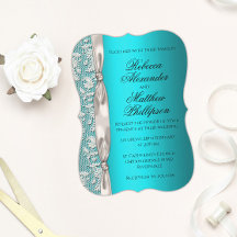 White Lace und Satin Ribbon Aqua Wedding