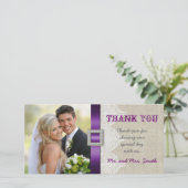 White Lace Vintage Wedding Danke Foto Lila (Stehend Vorderseite)