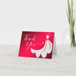 White Lace Wedding Dress on Red | Benutzerdefinier Dankeskarte