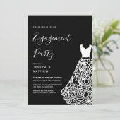 White Lace Wedding Dress Verlobung Einladung (Stehend Vorderseite)