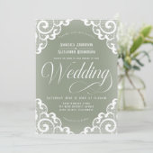 White Lace Wedding Einladung (Stehend Vorderseite)