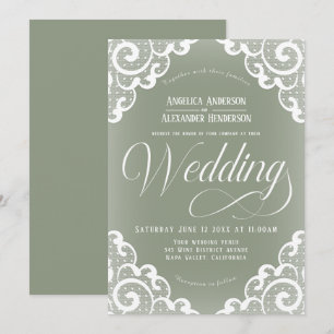 White Lace Wedding Einladung