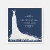 White Lace Wedding Gown & Blue Hintergrund Serviette (Vorderseite)