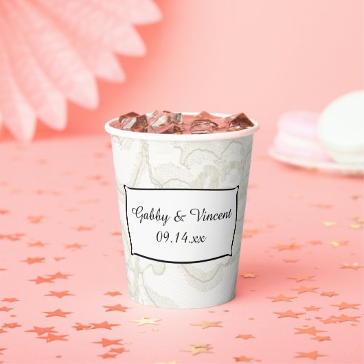 White Lace Wedding Paper Cup Pappbecher (Insitu)