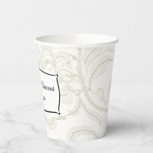 White Lace Wedding Paper Cup Pappbecher (Links)