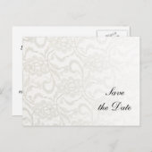 White Lace Wedding Save the Date Ankündigungspostkarte (Vorne/Hinten)