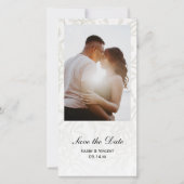 White Lace Wedding Save the Date Foto Card (Vorderseite)