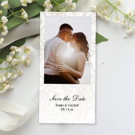 White Lace Wedding Save the Date Foto Card