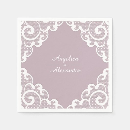 White Lace Wedding Serviette (Vorderseite)