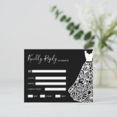 White Lace Wedress RSVP Karte (Stehend Vorderseite)