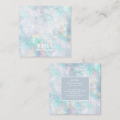 *~* White Lacey Mandala Pastellblau Rosa Gelb Quadratische Visitenkarte (Vorne/Hinten)