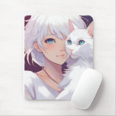 White Lady Cat Mousepad (Mit Mouse)