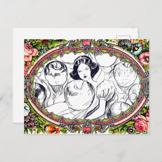 WHITE LADY RED APPLES | Paintable Postcards© Postkarte (Vorne/Hinten)