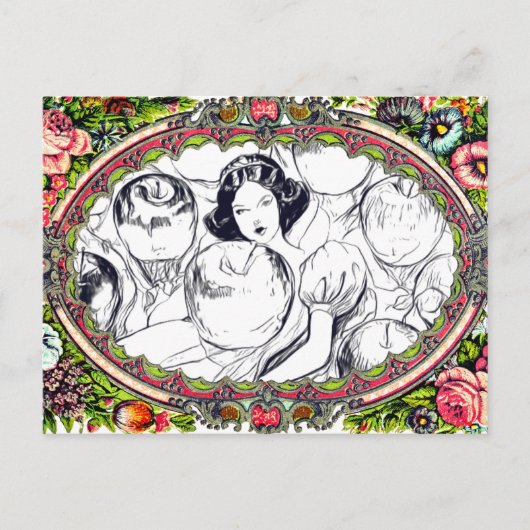 WHITE LADY RED APPLES | Paintable Postcards© Postkarte (Vorderseite)