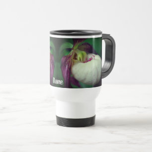 White Lady Slipper Blume Personalisiert Reisebecher