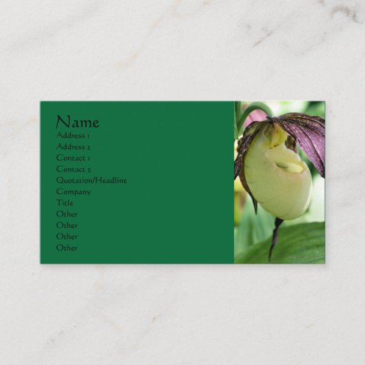 White Lady Slipper Orchid Blume Business Card Visitenkarte (Vorderseite)