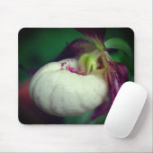 White Lady Slipper Orchid Blume Mousepad (Mit Mouse)