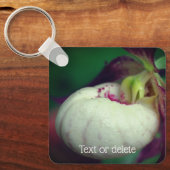 White Lady Slipper Orchid Blume Personalisiert Schlüsselanhänger (Vorderseite)