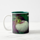 White Lady Slipper Orchid Blume Personalisiert Zweifarbige Tasse (Links)