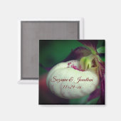 White Lady Slipper Orchid Personalisierte Hochzeit Magnet (Vorderseite/Rückseite)