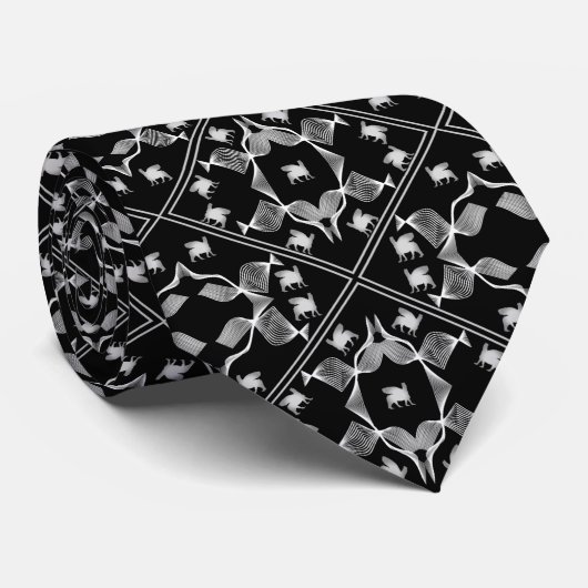 White Lamassu Garden Neck Tie Krawatte (Gerollt)