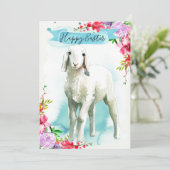 White Lamb Happy Oaster Gruß Feiertagskarte (Stehend Vorderseite)