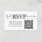 White landscape RSVP QR Code Card Modern Wedding Begleitkarte (Vorderseite)