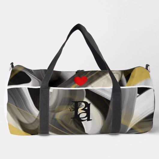 White Large Duffel Bag Trend Abstrakt Black Gold Duffle Bag (Vorderseite)