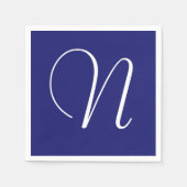 White Large Elegante Monogram | Midnight Blue Serviette (Vorderseite)