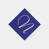 White Large Elegante Monogram | Midnight Blue Serviette (Ecke)