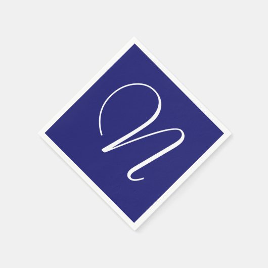 White Large Elegante Monogram | Midnight Blue Serviette (Ecke)