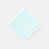 White Large Elegante Monogram | Pastel Cyan Serviette (Ecke)