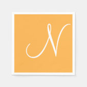 White Large Elegante Monogram | Pastel Orange Serviette (Vorderseite)