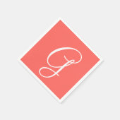 White Large Elegante Monogram | Pastell Red Serviette (Ecke)