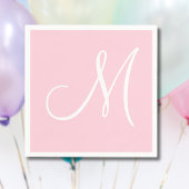 White Large Elegante Monogram | Pastellrosa Serviette
