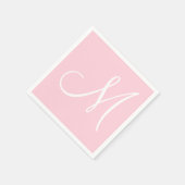 White Large Elegante Monogram | Pastellrosa Serviette (Ecke)