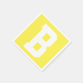 White Large Modern Initial | Lemon Yellow Serviette (Ecke)