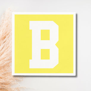 White Large Modern Initial Lemon Yellow Serviette