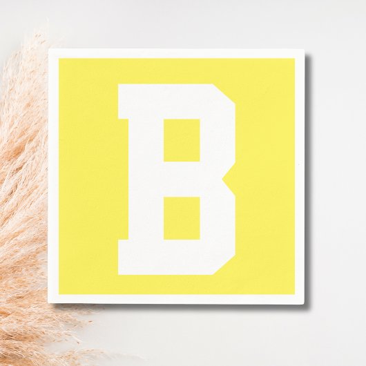 White Large Modern Initial | Lemon Yellow Serviette