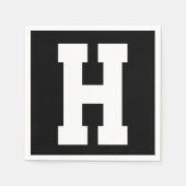 White Large Modern Initial | Schwarz Serviette (Vorderseite)