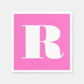 White Large Stylish Monogram | Neon Pink Serviette (Vorderseite)