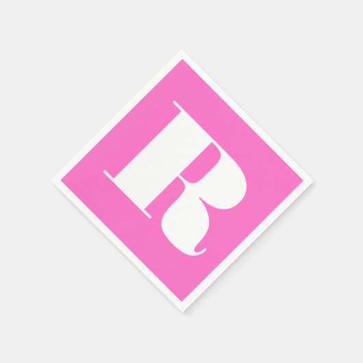 White Large Stylish Monogram | Neon Pink Serviette (Ecke)