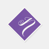 White Large Stylish Monogram | Royal Lila Serviette (Ecke)