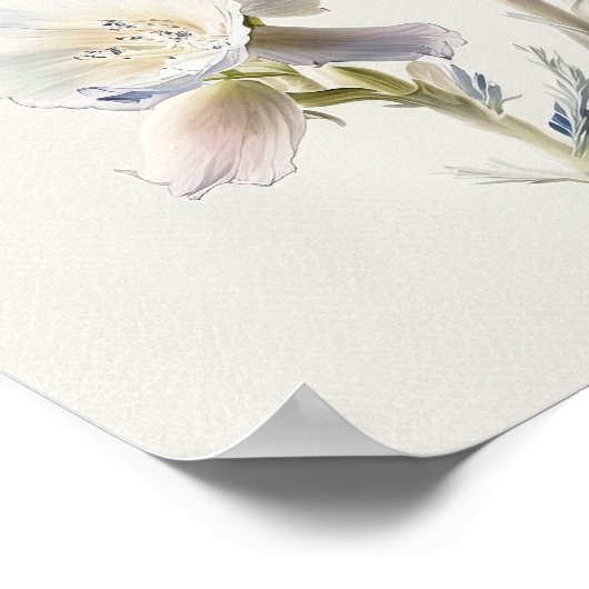 White Larkspur Blume Art Print Poster (Ecke)