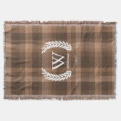 White Laurels Monogram Brown Kariert Decke (Vorderseite)