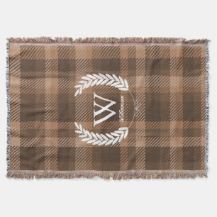 White Laurels Monogram Brown Kariert Decke