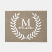 White Laurels und Imitate Burlap Familienname Fußmatte (Vorderseite)