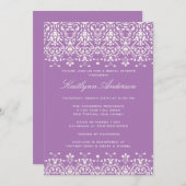 White & Lavender Damask Bridal Dusche Einladung (Vorne/Hinten)